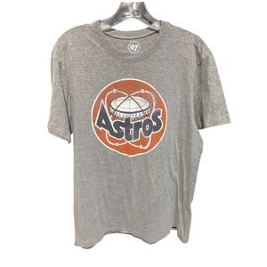 Houston Astros Shirt MENS LARGE '47 Brand Gray Graphic Short Sleeve Tee Retro